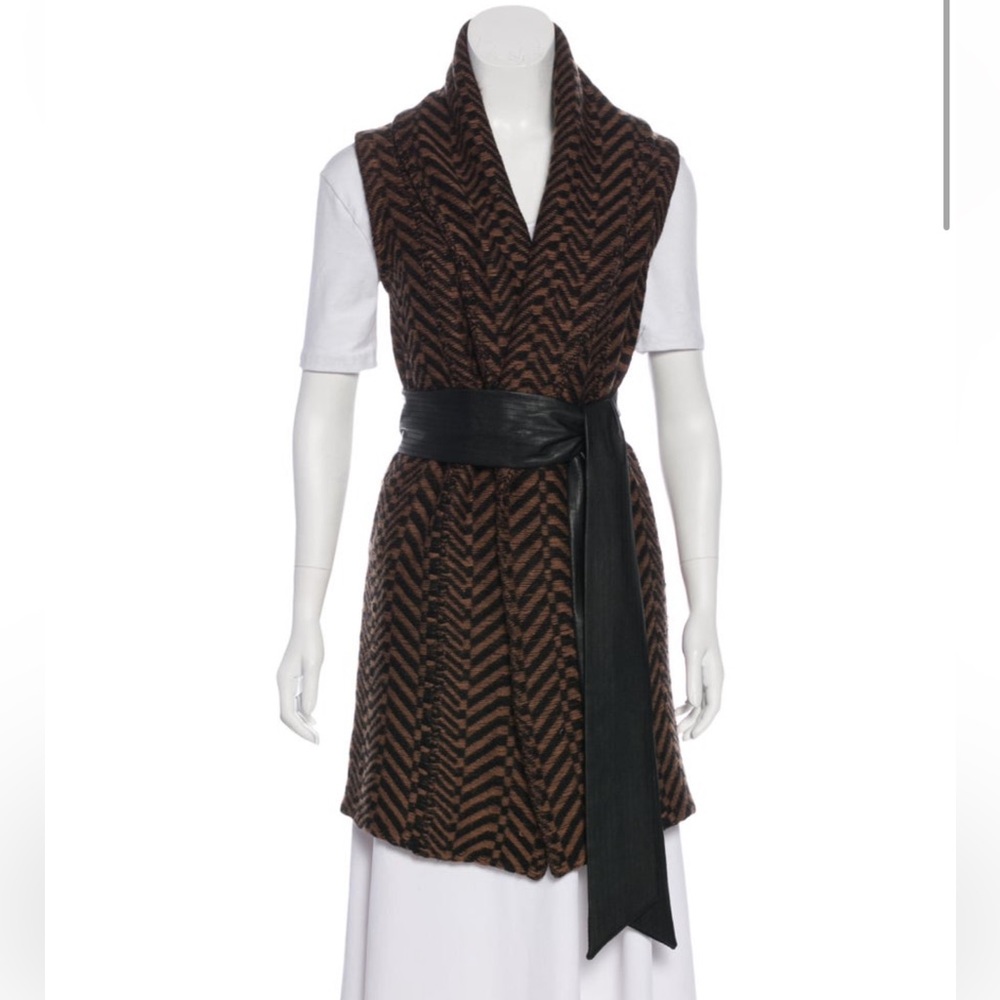 Brown and Black Chevron Patterned Women's Vest